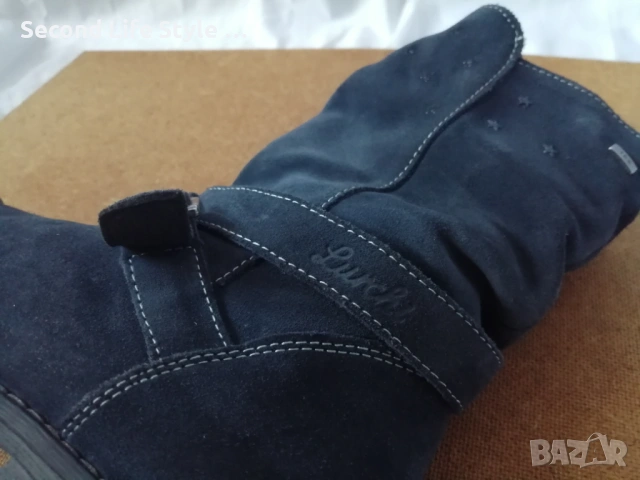 Lurchi № 38 дамски боти естествен велур в син цвят, снимка 5 - Дамски боти - 53138099