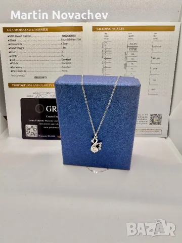 Сребърно колие с мойсанит (Диамант) 1 карат, снимка 2 - Колиета, медальони, синджири - 50106807