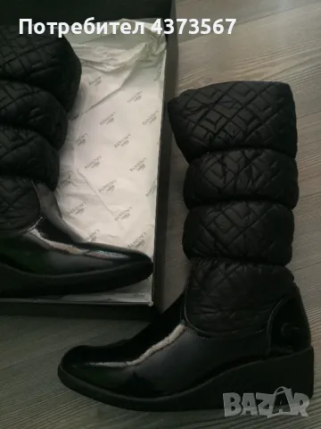 Дамски  ботуши  от естествена кожа , марка LACOSTE, нови, номер 38, цвят черен, равна подметка, снимка 2 - Дамски ботуши - 49446815