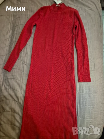 Нова червена рокля машинно плетиво , снимка 2 - Рокли - 52529654