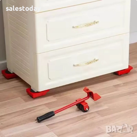 Уред за преместване на мебели, до 300 кг., стоманен уред от 5 части, червен , снимка 7 - Други - 32556320