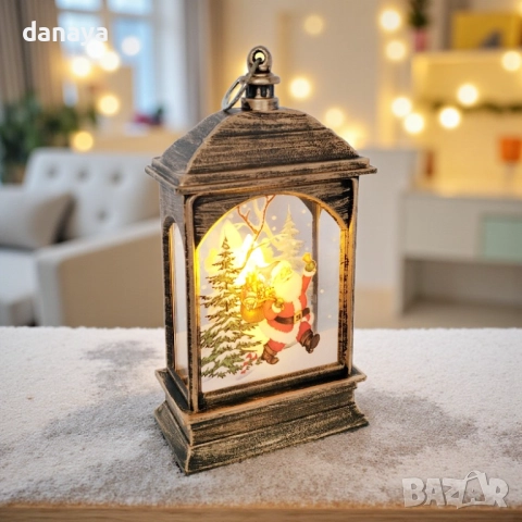 1187 Мини коледен фенер с Дядо Коледа и Снежко светеща коледна украса, снимка 6 - Декорация за дома - 35003060