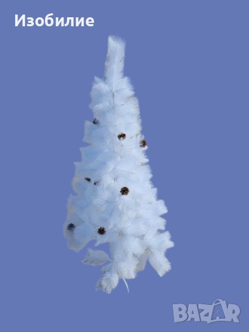 Коледна Снежно бяла или зелена елха с шишарки + пласмасова стойка  ТОП ПРЕДЛОЖЕНИЕ, снимка 14 - Декорация за дома - 52386757