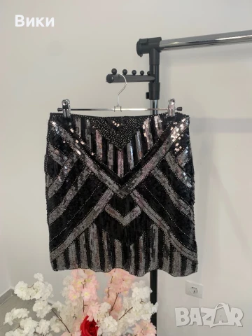 Пола с паети и маниста в размер М, снимка 3 - Поли - 50739032