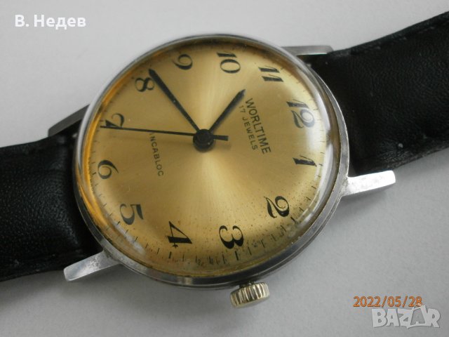 WORLTIME, 17 jewels, incabloc, swiss made, снимка 2 - Мъжки - 36899918
