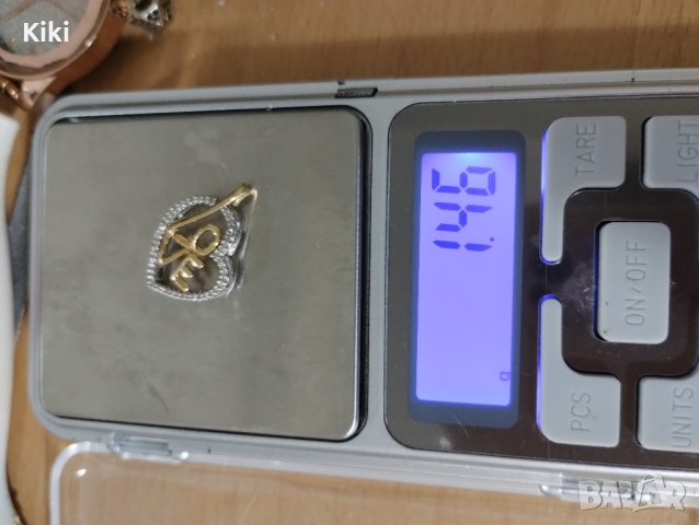 Златна висулка 10 кр с диамантчета., снимка 4 - Колиета, медальони, синджири - 43414155