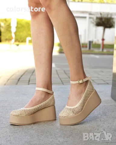 Обувки на платформа - бежови - FG10, снимка 2 - Дамски ежедневни обувки - 50016693