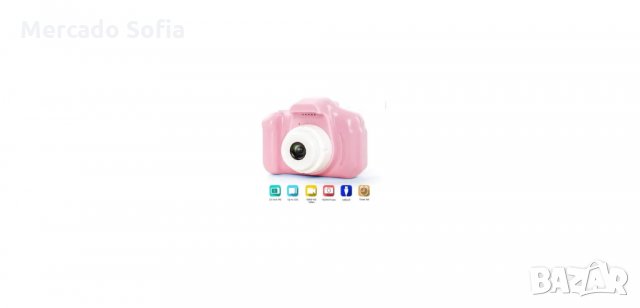 Дигитален детски фотоапарат, За снимки и видео, слот за SD карта, игри, Розов, снимка 2 - Образователни игри - 33023419
