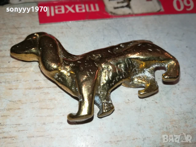 ЗАЯВЕНО-КУЧЕ-МЕД/МЕСИНГ 7х5х2см-МАСИВНА ФИГУРА ОТ АНГЛИЯ 1907252017, снимка 2 - Антикварни и старинни предмети - 51076091