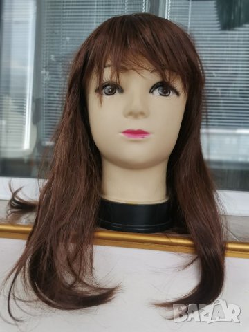 Нова средна дължина кестенява перука с бретон - 45 см. - мод.18, снимка 6 - Аксесоари за коса - 24152051