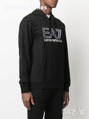 EMPORIO ARMANI EA7 Black Embroidered Logo Мъжко Горнище тип Суичър size XL (L), снимка 2 - Суичъри - 35418989