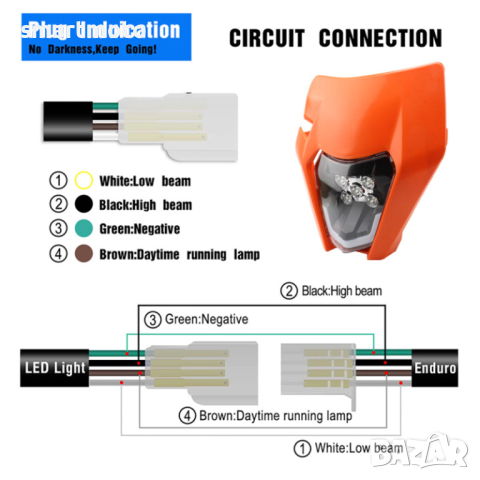 Маска с фар KTM EXC/XC-W EXCF - 07-20 Година ЛЕД LED маска за KTM, снимка 6 - Аксесоари и консумативи - 44905291