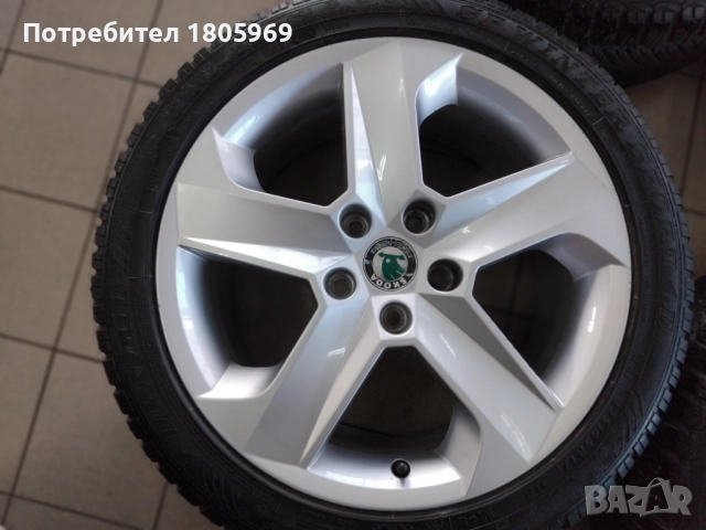 4бр. ал. джанти Skoda (оригинални) 5x112 , 7,5x17 , ET51 , централен отвор 57,1мм, снимка 4 - Гуми и джанти - 51795267
