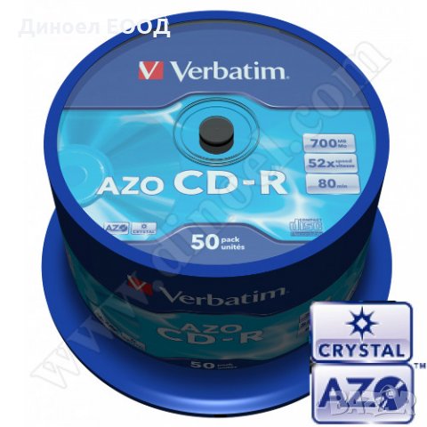 CD-R диск в PVC опак. 50бр. Verbatim AZO 700MB 52X, снимка 1 - CD дискове - 33619216