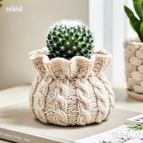 3D Плетен чувал чувалче плетиво Коледна свещ свещник силиконов молд форма калъп гипс кашпа смола, снимка 2 - Форми - 52418393