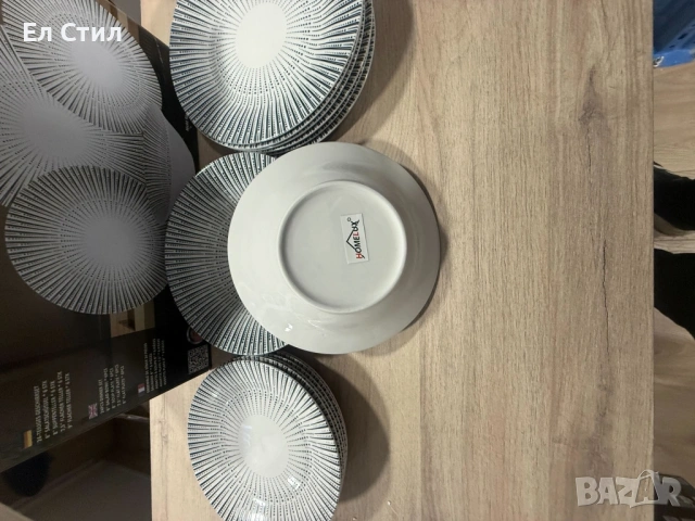 Комплект чинии 24 части с геометричен дизайн – Елегантност за всяка трапеза, снимка 9 - Сервизи - 53567249