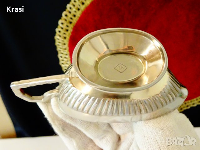 Посребрена италианска сосиера,горчичник. , снимка 6 - Антикварни и старинни предмети - 38394691