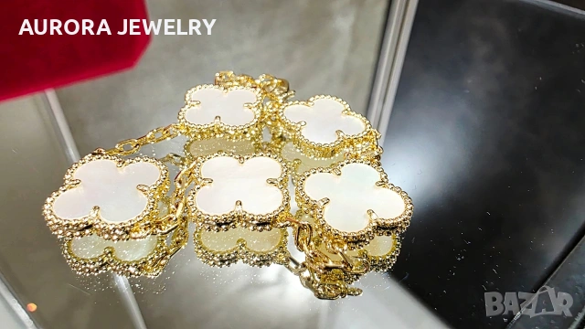 Van Cleef & Arpels VCA 5 Motifs Gold Mother of Pearl Vintage Alhambra Дамска Гривна, снимка 7 - Гривни - 53344895