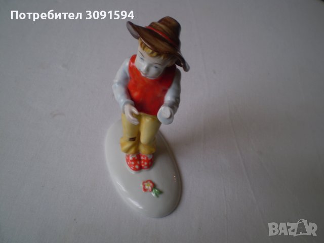   Рядка старинна порцеланова статуетка Metzler & Ortloff Момче Античен колекционерски 