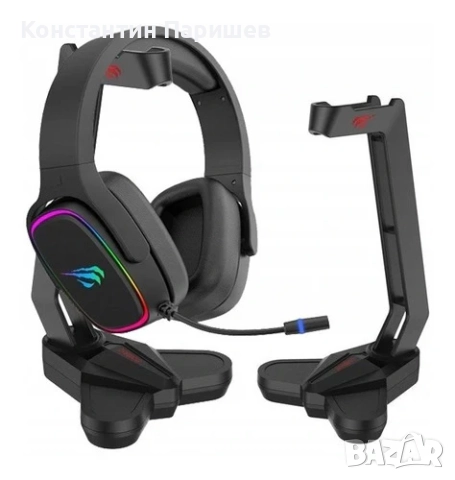 Стойка за слушалки Gaming HAVIT HY505, неплъзгаща се основа, височина 260 мм, черен, снимка 2 - Слушалки и портативни колонки - 52678567
