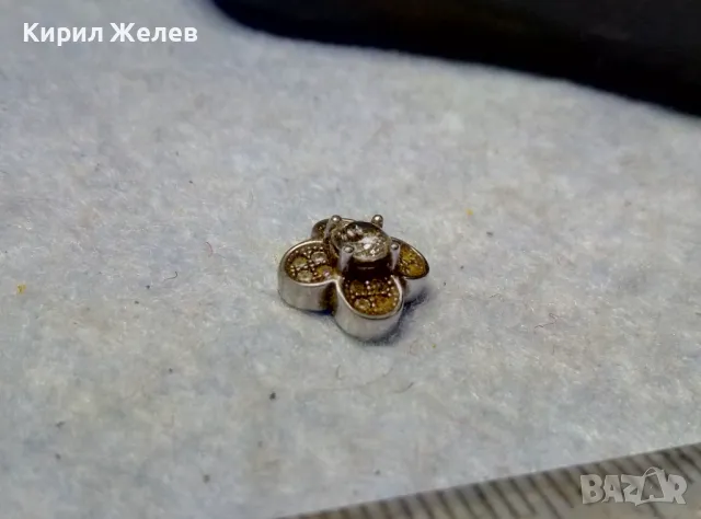 СТАРА ФЛОРАЛНА СКЪПОЦЕННА СРЕБЪРНА АПЛИКАЦИЯ ЦВЕТЕ СРЕБРО ВИСОКА ПРОБА с ИСКРЯЩИ ЦИРКОНИ 26430