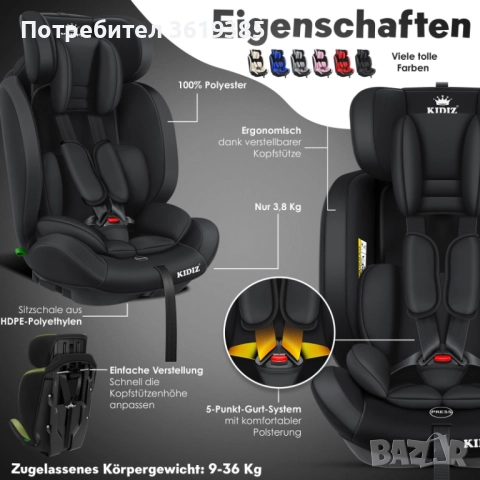 Детско столче за кола, група 1+2+3, 9-36 кг, снимка 3 - Други - 52334323