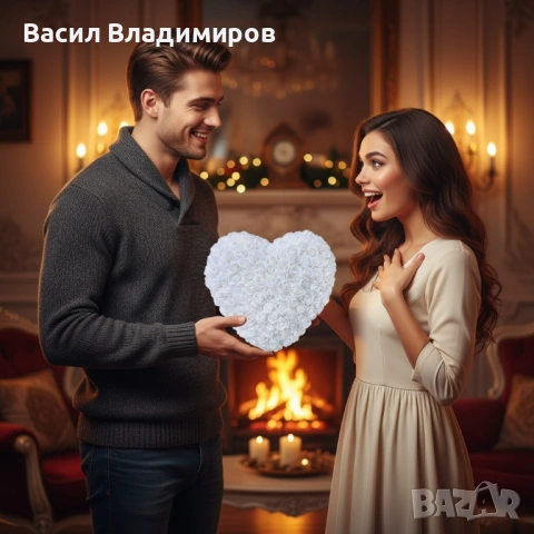 Декоративно сърце от изкуствени рози в подаръчна кутия, снимка 6 - Декорация за дома - 53072146