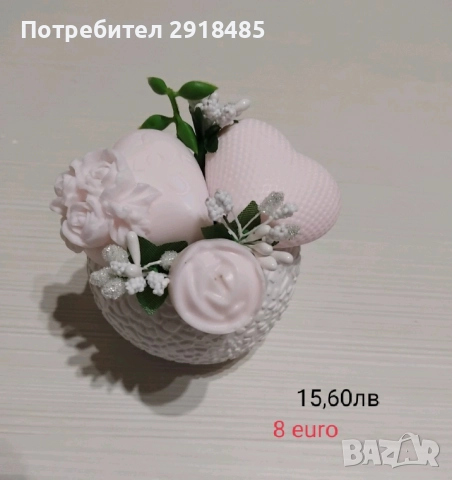 Аранжировка от ароматни сапуни и гипсокерамична кашпа!, снимка 3 - Подаръци за жени - 52958230