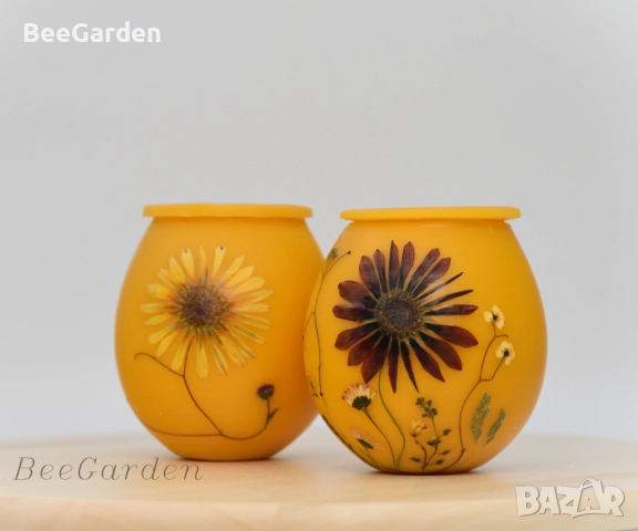 Ръчно изработено бурканче от пчелен восък с пчелен мед, снимка 7 - Пчелни продукти - 43761816