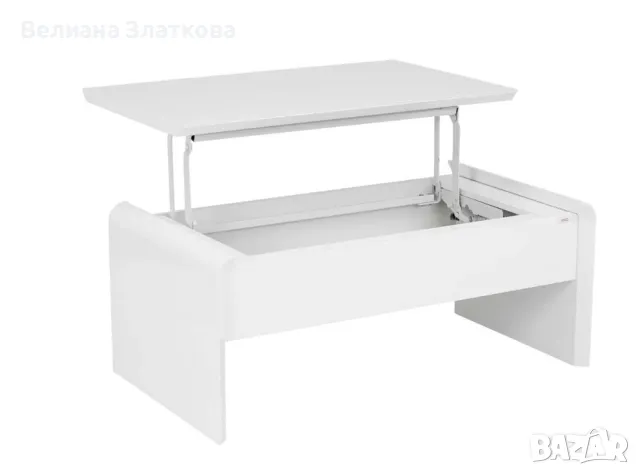 БЯЛА ХОЛНА МАСА С ПОВДИГАЩ СЕ ПЛОТ 110/60/45 СМ, снимка 4 - Маси - 48082551