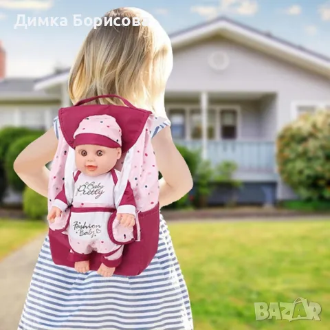 Реалистична новородена кукла бебе комплект с раница и аксесоари, снимка 5 - Кукли - 47983999