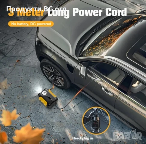 Мощен CaRSun 12V компресор за гуми – запалка, LED, защита от пренапомпване, снимка 6 - Аксесоари и консумативи - 50869212