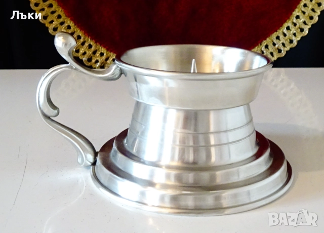 Калаен свещник с дръжка Weber Germany. , снимка 3 - Антикварни и старинни предмети - 52792807