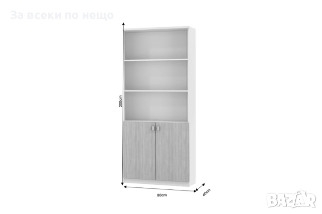 Библиотека Денит 069-000070 цвят бял-натурал Код P1382, снимка 3 - Секции и витрини - 52174257