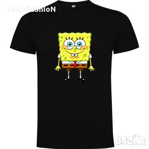 Нова детска тениска със Спондж боб (SpongeBob) в черен цвят , снимка 1 - Детски тениски и потници - 43950138