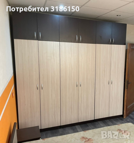 Шесткрилен гардероб с надстройка , снимка 1 - Гардероби - 44846091