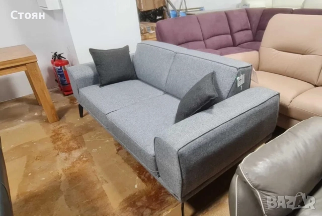 Сив диван от плат двойка с функция сън, снимка 8 - Дивани и мека мебел - 52826381