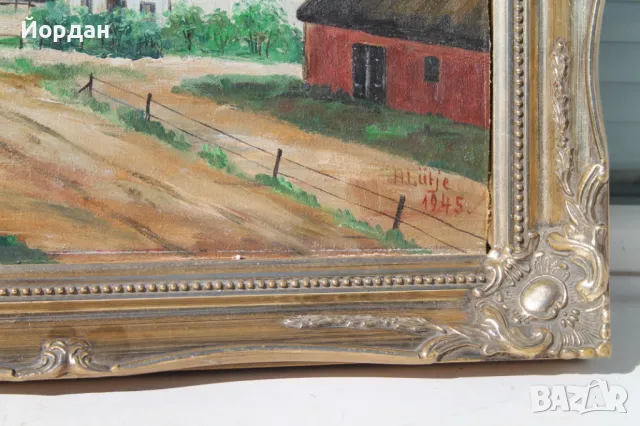 Стара европейска картина  масло върху платно, снимка 7 - Картини - 50085041
