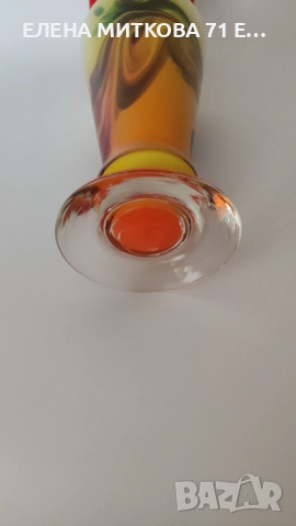 Красива многоцветна ваза от художествено стъкло-ръчна изработка, снимка 5 - Вази - 51704859