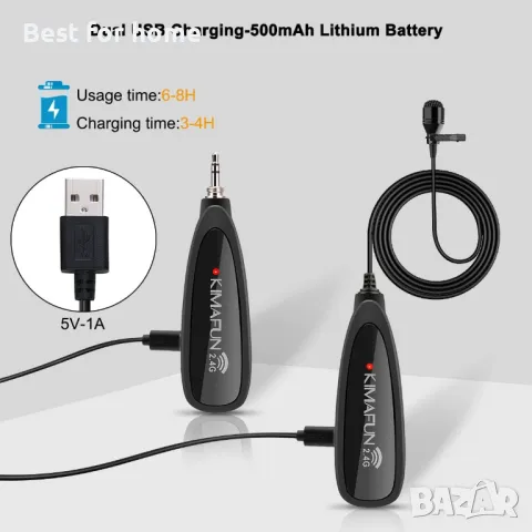 Безжична петлична микрофонна система KIMAFUN, снимка 7 - Микрофони - 49660537