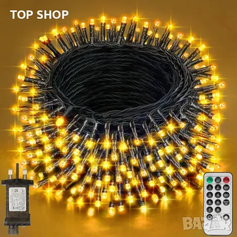 Realky коледни лампички, 41,2 м, 320LED водоустойчиви, с 8 режима, дистанционно, (топло бяло)