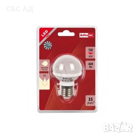 Крушка LED ActiveJet AJE-DS3027G, E27, 5W, топло бяла, снимка 2 - Крушки - 27799487
