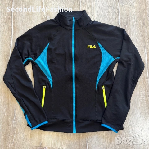 Дамско спортно яке Fila с цип, размер M черно синьо 