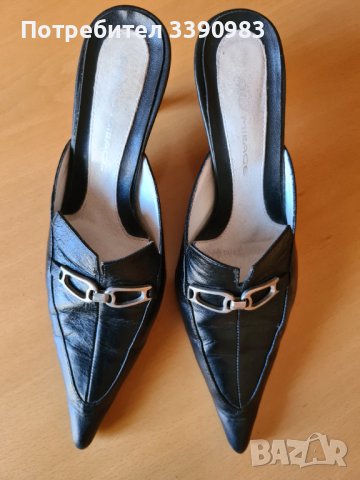Елегантни дамски чехли Fado с тънък умерено висок ток и метален орнамент , снимка 16 - Дамски елегантни обувки - 44028299