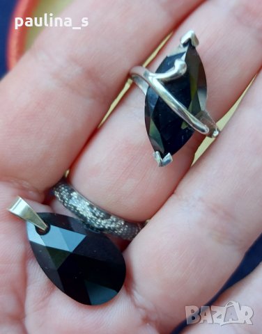 Винтидж / Комплект сребърни бижута с Черен шпинел / проба 925 , снимка 8 - Бижутерийни комплекти - 32961921