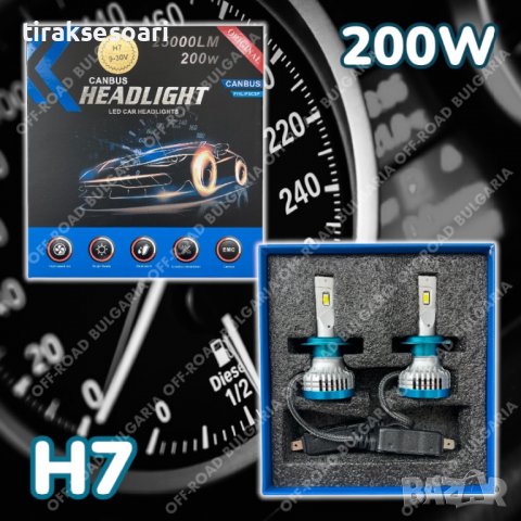 LED Диодни крушки H7 200W 12-24V +300%, снимка 2 - Аксесоари и консумативи - 40210760