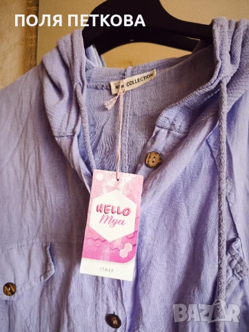 Лилава риза връхно лен, снимка 3 - Ризи - 50847858