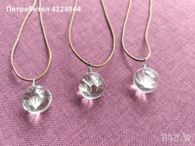 ✨ Минималистично колие с истински 1, 2 или 3 глухарчета, снимка 5 - Колиета, медальони, синджири - 51997216