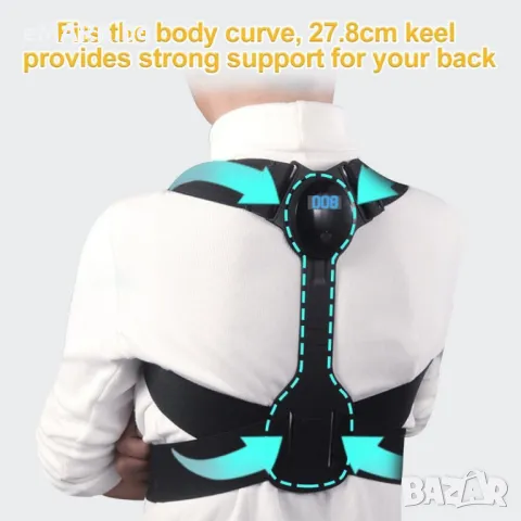 Коректор за правилна стойка с дисплей и функция за предупреждение за вибрации подходящ за възрастни , снимка 1