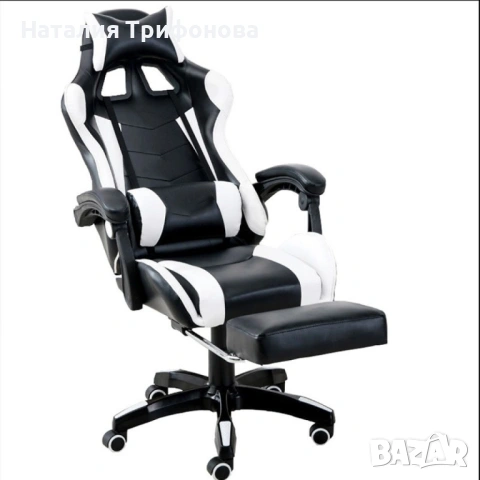 Въртящ се кожен стол за офис и компютърни игри, снимка 2 - Столове - 53212297